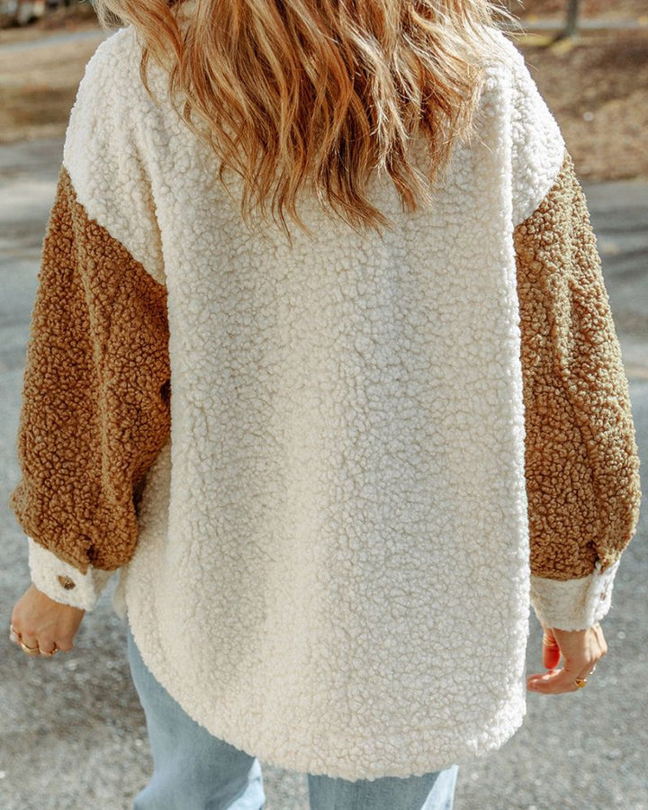 Drune | Farbblock Sherpa Jacke mit Taschen