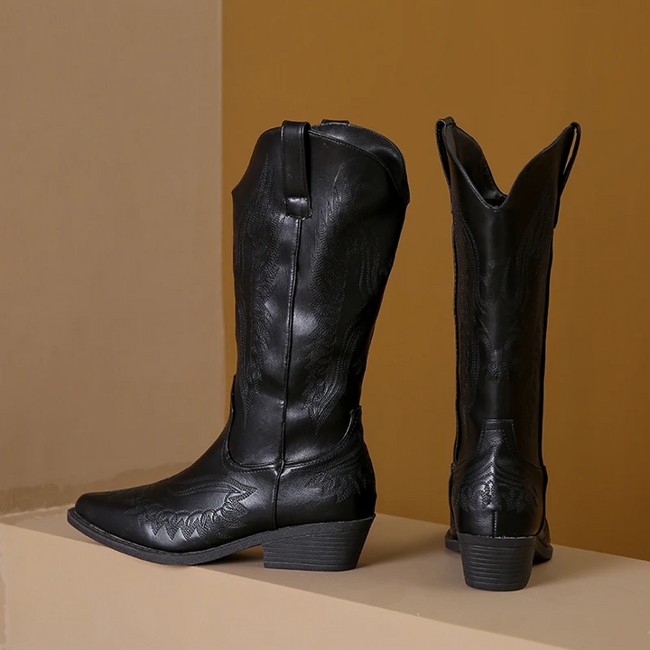 Drune | Westernstiefel mit Detaillierten Stickereien & Niedrigem Absatz Cowboystiefel Damen