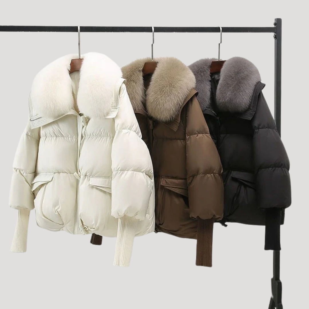 Drune | Damen Schneemannjacke Kunstfellkragen Wintermantel