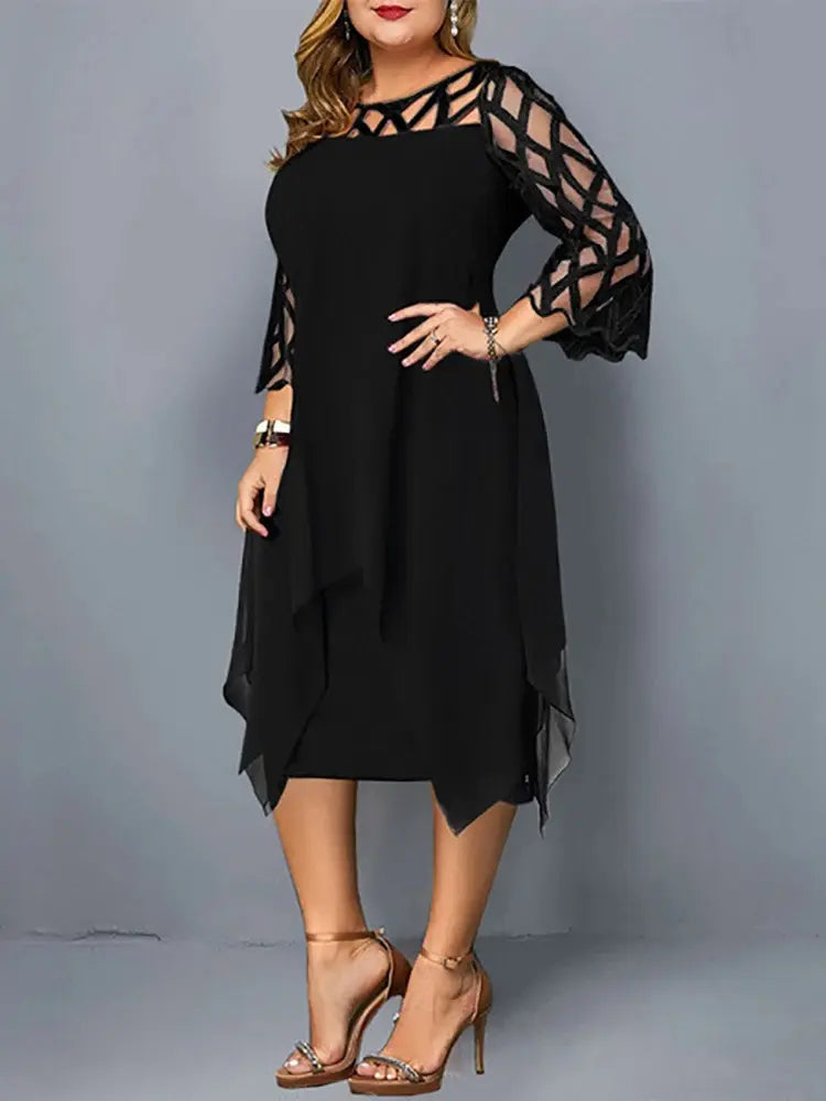 Drune | Elegantes Plus Size Spitzen-Midi-Kleid