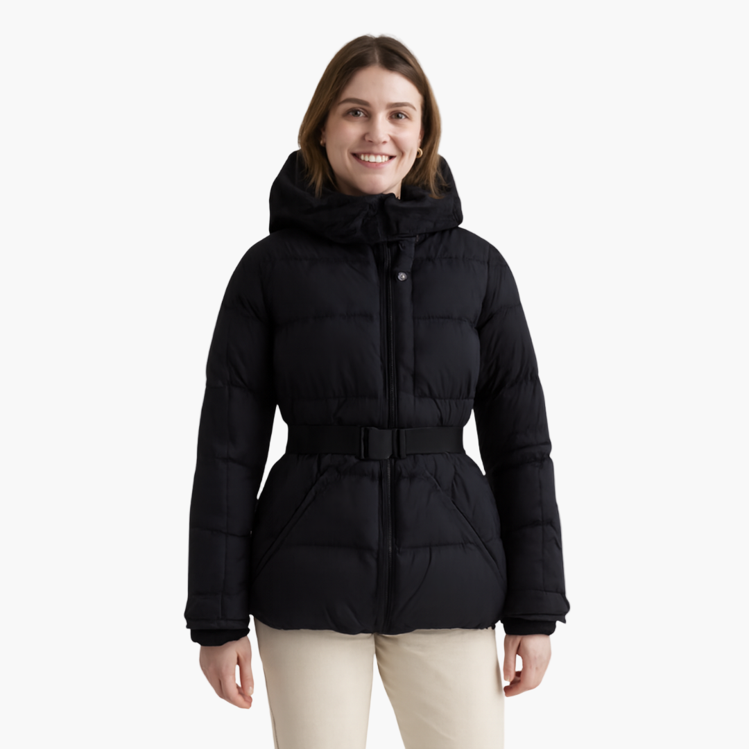 Drune | Steppjacke mit Gürtel und Kapuze - Elegante, Wasserabweisende Winterjacke für Alltag und Outdoor