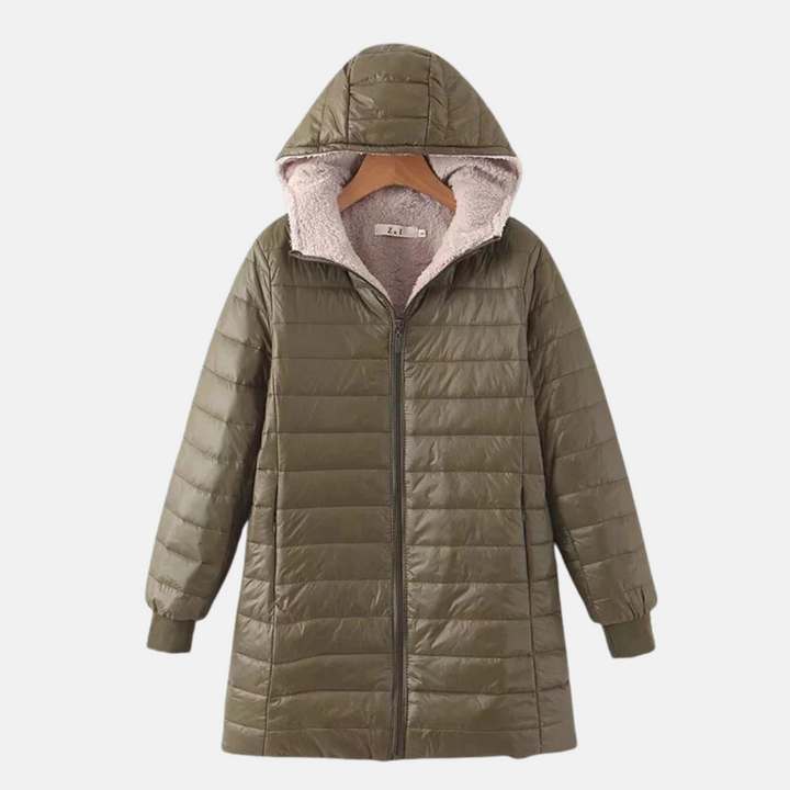 Drune | Steppjacke - Mittellang - Lockere Passform - Fleece-Futter - Kapuze