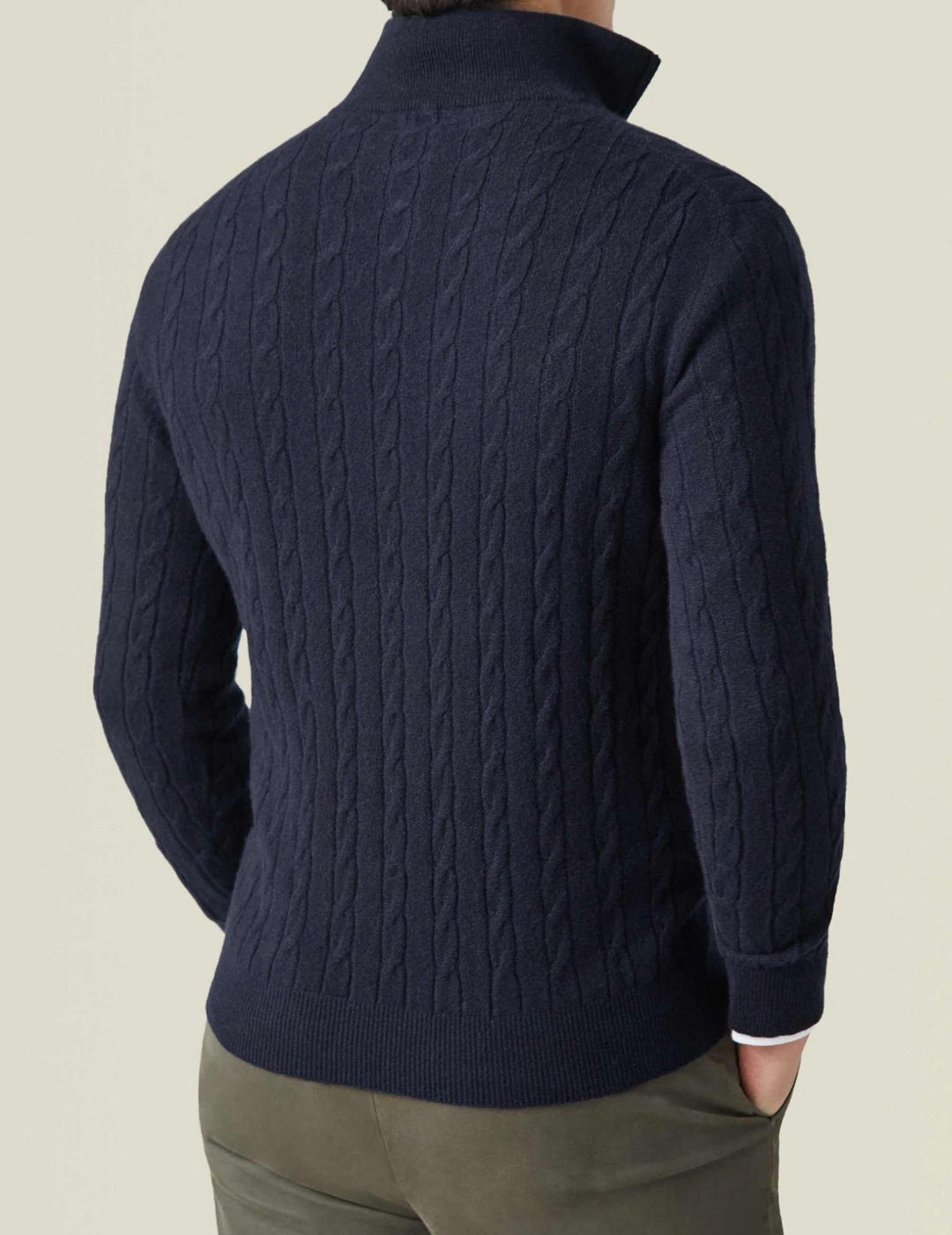 Drune | Zopfmuster Strickpullover mit Reißverschluss - Eleganter Business & Freizeit Pullover