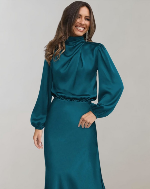 Drune | Elegantes Abendkleid für Damen Lang Langärmelig