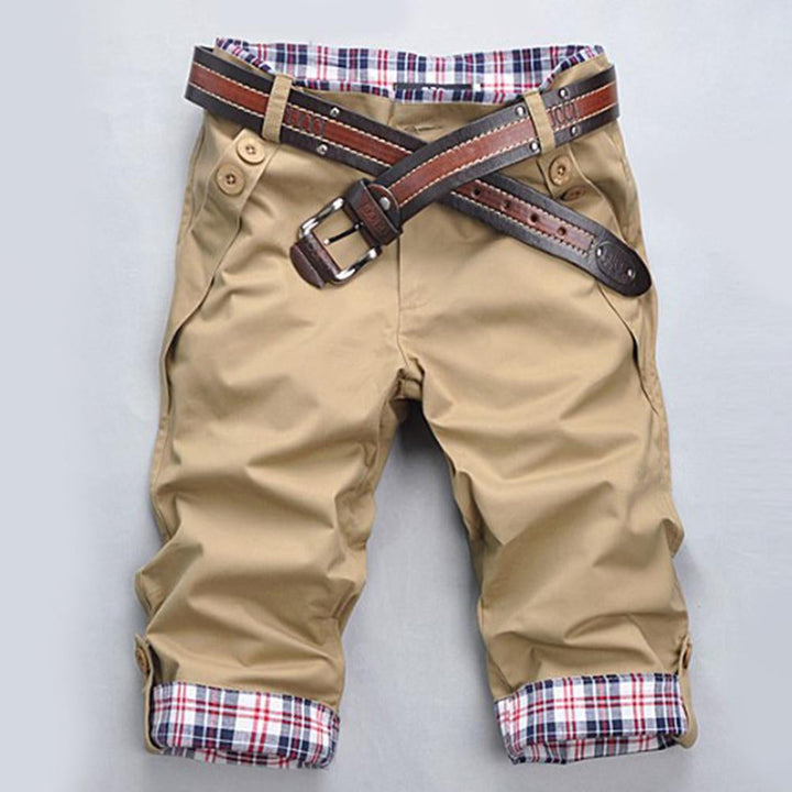 Drune – Hochwertige Shorts mit Gürtel und Karomuster