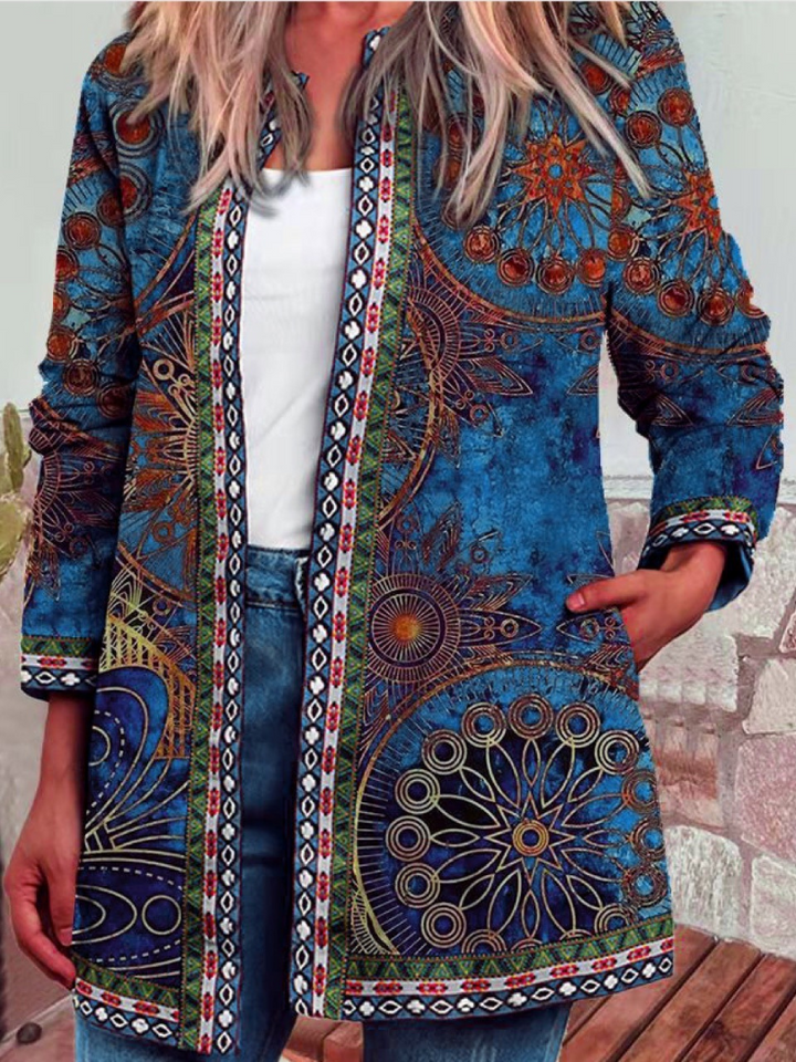 Drune | Damen Ethnischer Blumenmantel Jacke