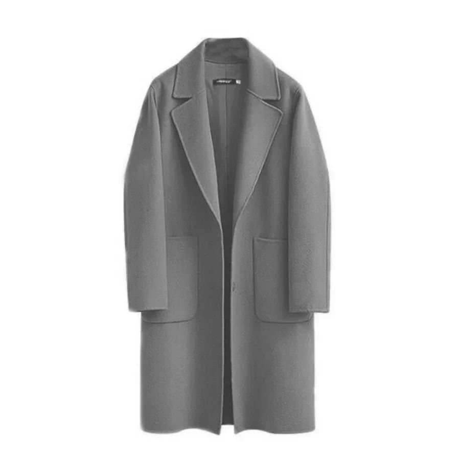 Drune | Trenchcoat - Wollmischung - Lässige Passform - Vollständig Länge - Revers-Taschen