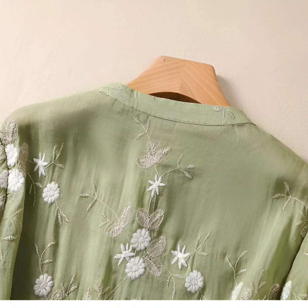 Drune | Bluse mit Stickerei Geschichteter Ärmel Leicht und Elegant