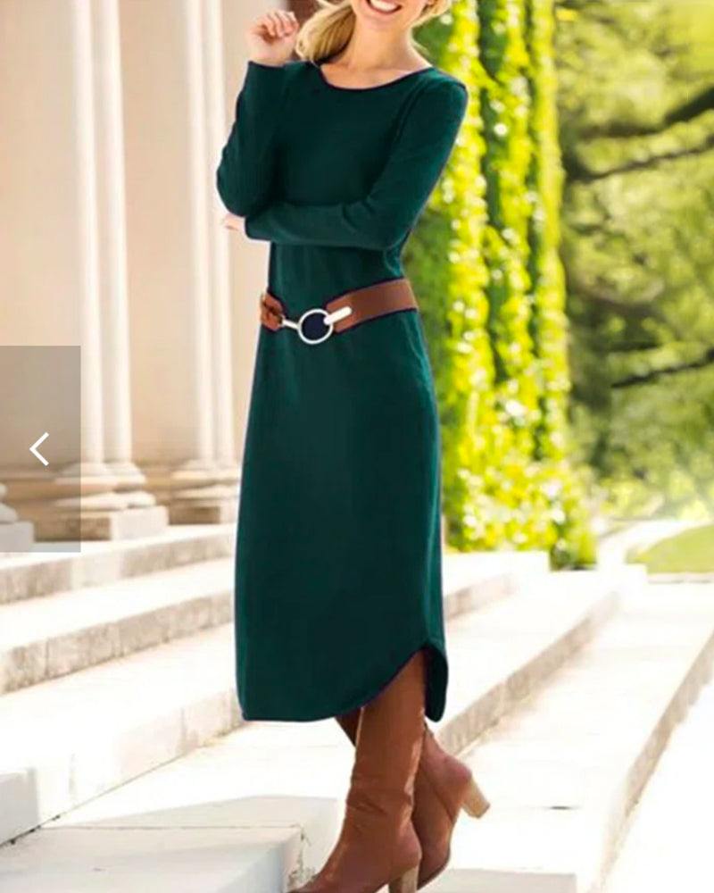 Drune | Einfarbiges Midi Kleid