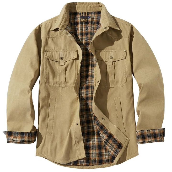 Drune | Plus Size Flanell Herrenjacke mit Karomuster und abnehmbarer Kapuze