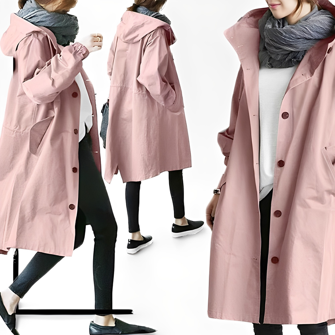 Drune | Damen-Hoodie-Regenmantel, wasserfest