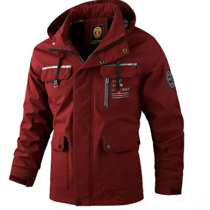 Drune | Herren Winterjacke mit verstellbarer Kapuze und Taschen-Detail-Design