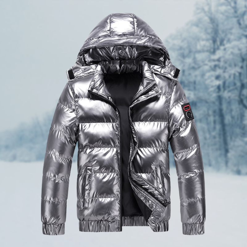 Drune | Stylische Glänzende Pufferjacke mit Kapuze für Herren
