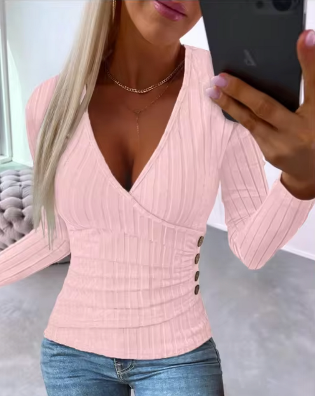 Drune | Eleganter, Figurtilpasset Strickjacke Mit V-Ausschnitt