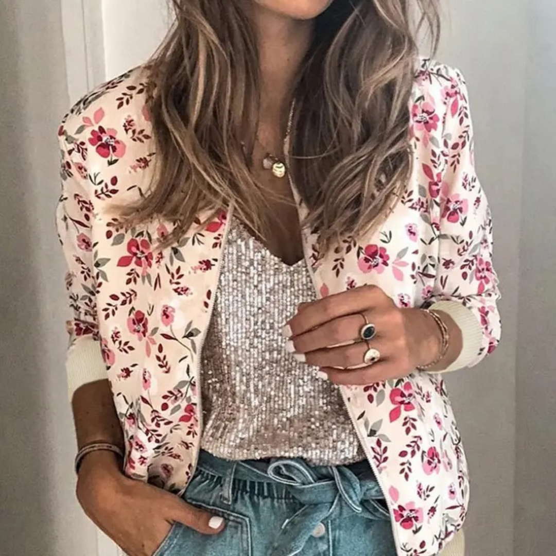 Drune | Blumige Bomberjacke Polyester Lebhaft und Modern