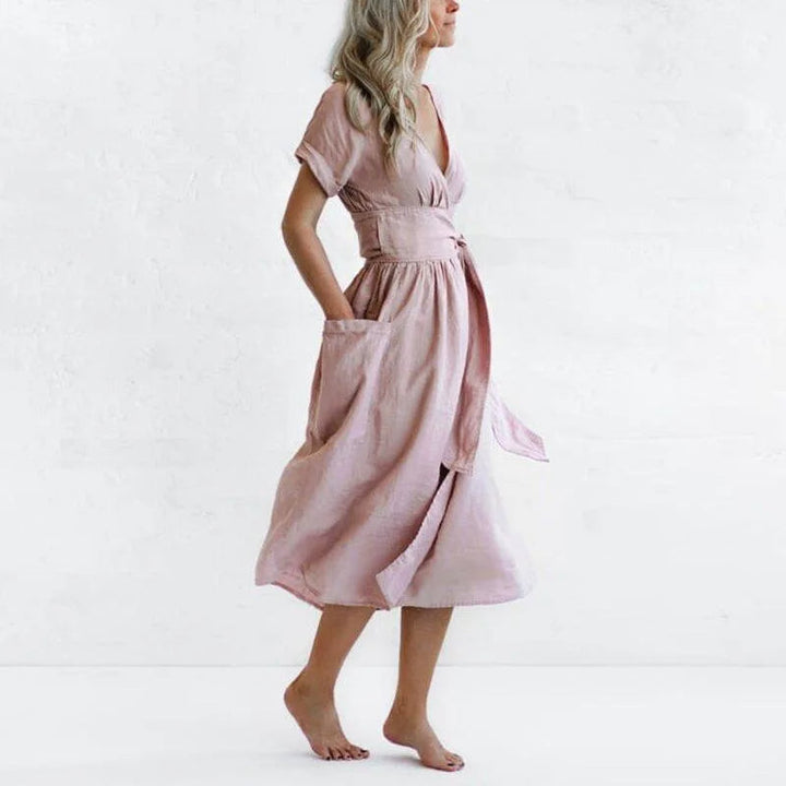 Drune | Einfarbiges Baumwoll-Leinen-Trägerkleid