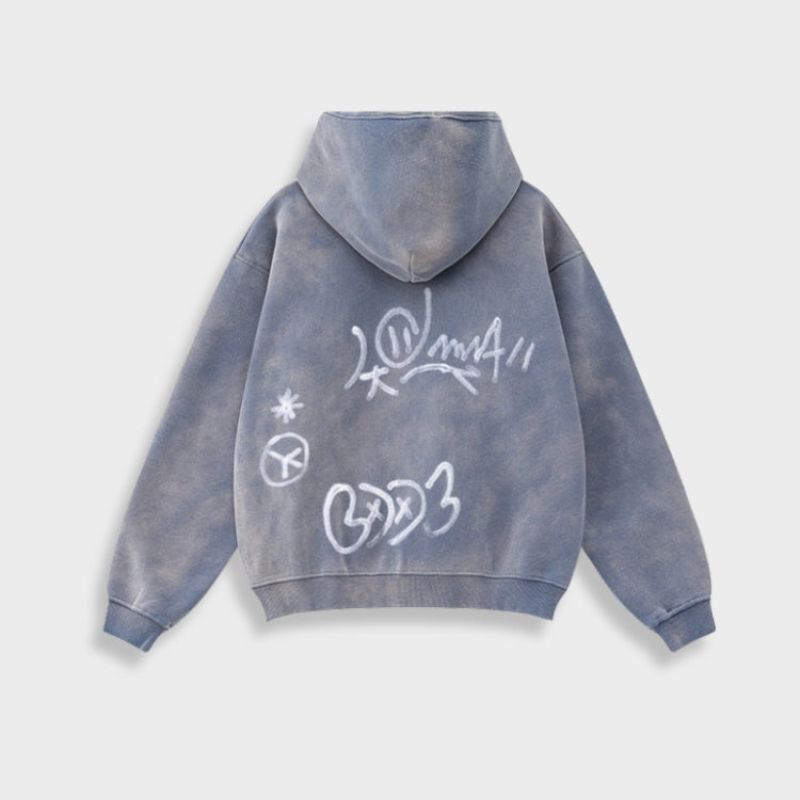 Drune | Hoodie - Oversize Graffiti Print & Y2K Stil