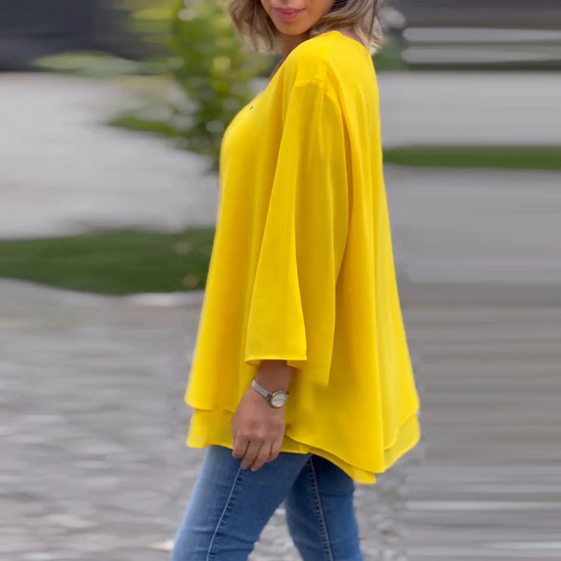 Drune | Chiffon Reißverschlussoberteil V-Ausschnitt