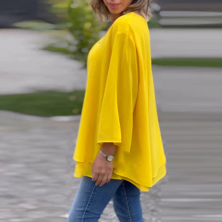 Drune | Chiffon Reißverschlussoberteil V-Ausschnitt