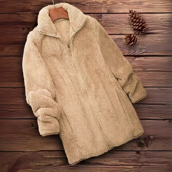 Drune | Damen Teddy Zip-Up Pullover Lässig Langarm Winterjacke