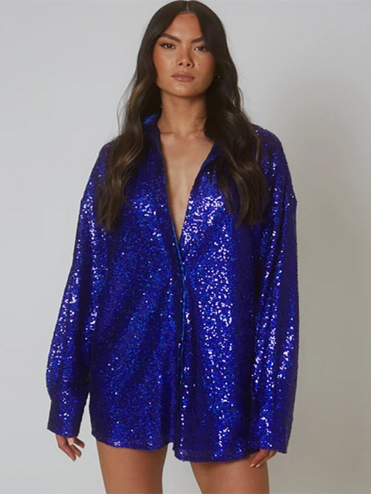 Drune - Extragroßes Glitzerhemd für Damen