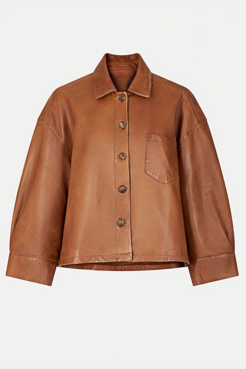 Drune | Boxy Leder Kurzjacke