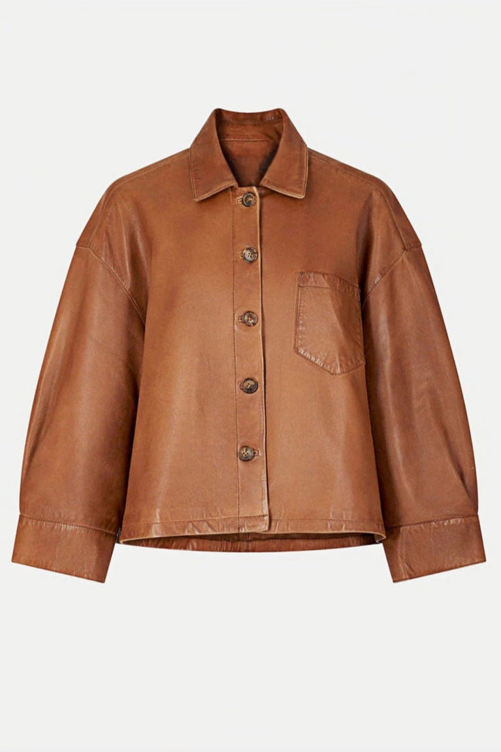 Drune | Boxy Leder Kurzjacke