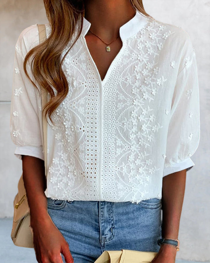 Drune - Weiße Bluse mit Puffärmeln