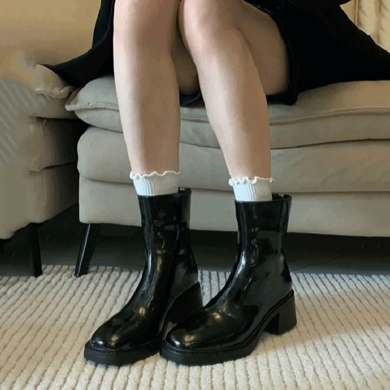 Drune | Stilvolle Leder Ankle Boots mit Blockabsatz für Damen Damen Ankle Boots