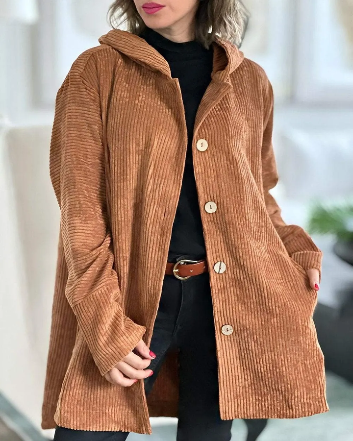 Drune | Damen Freizeit Cordjacke mit Kapuze