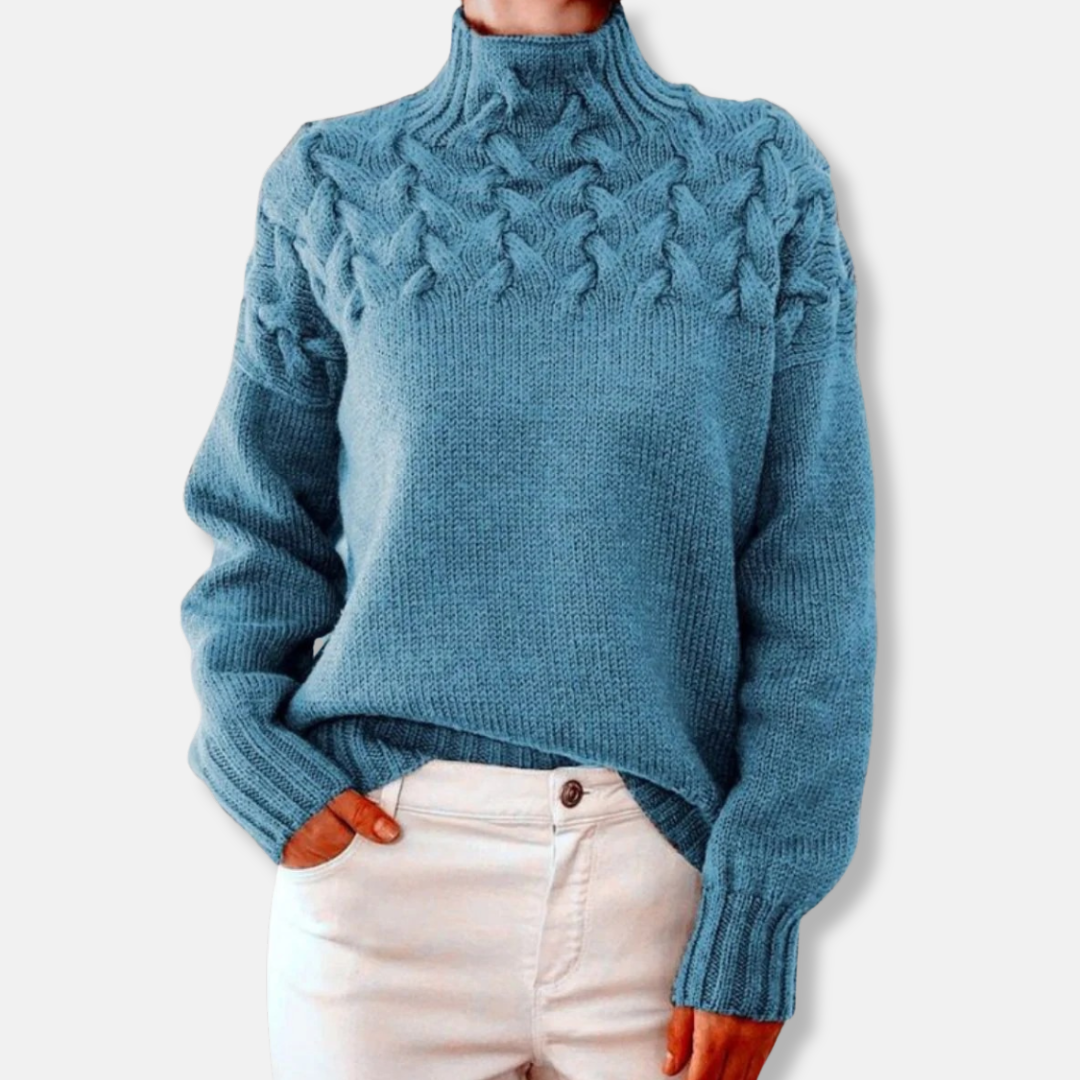 Drune | Wolle Hoher Hals Pullover Kabelstrick Entspannt Passform Pullover