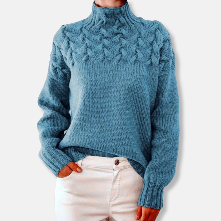 Drune | Wolle Hoher Hals Pullover Kabelstrick Entspannt Passform Pullover