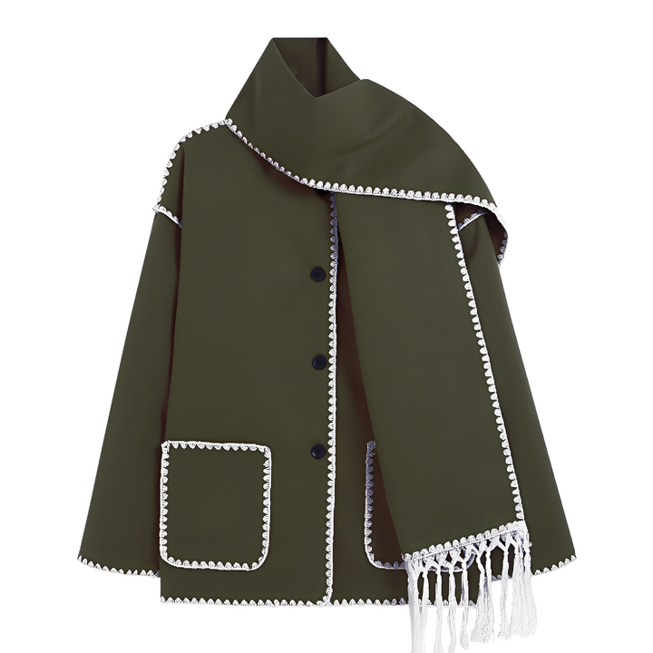 Drune | Elegante, locker geschnittene Damen-Wolljacke mit Schal