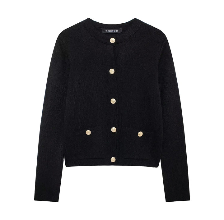 Drune | Lässiger Cardigan mit goldenem Knopfverschluss für Damen