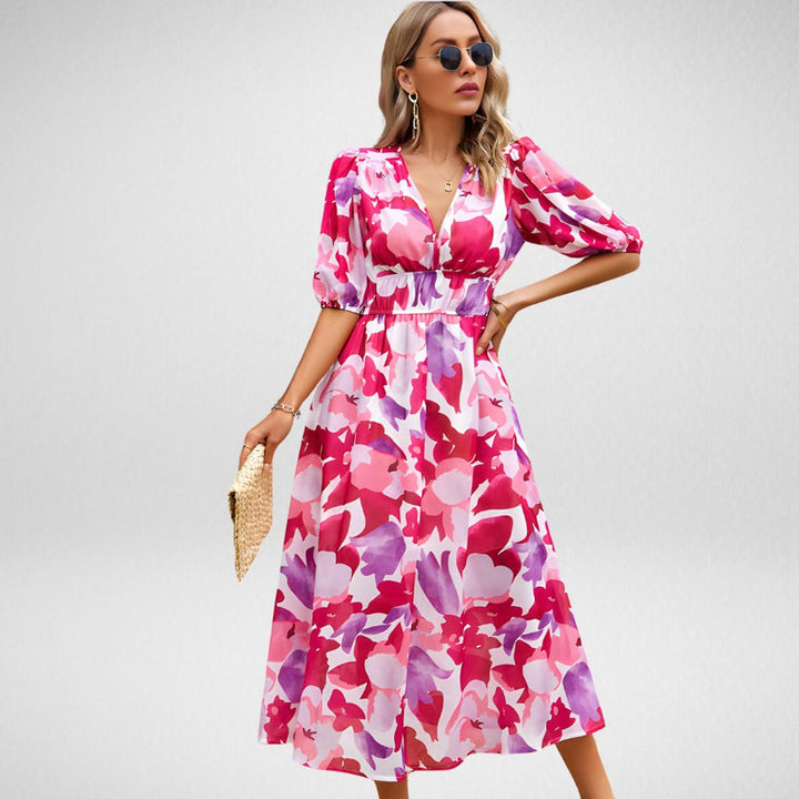 Drune | Midi Kleid Mit Dreiviertelärmeln