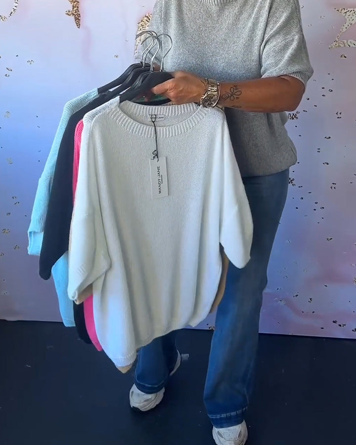 Drune | Lässiger Lockerer Pullover mit Rundhalsausschnitt und Unifarbe