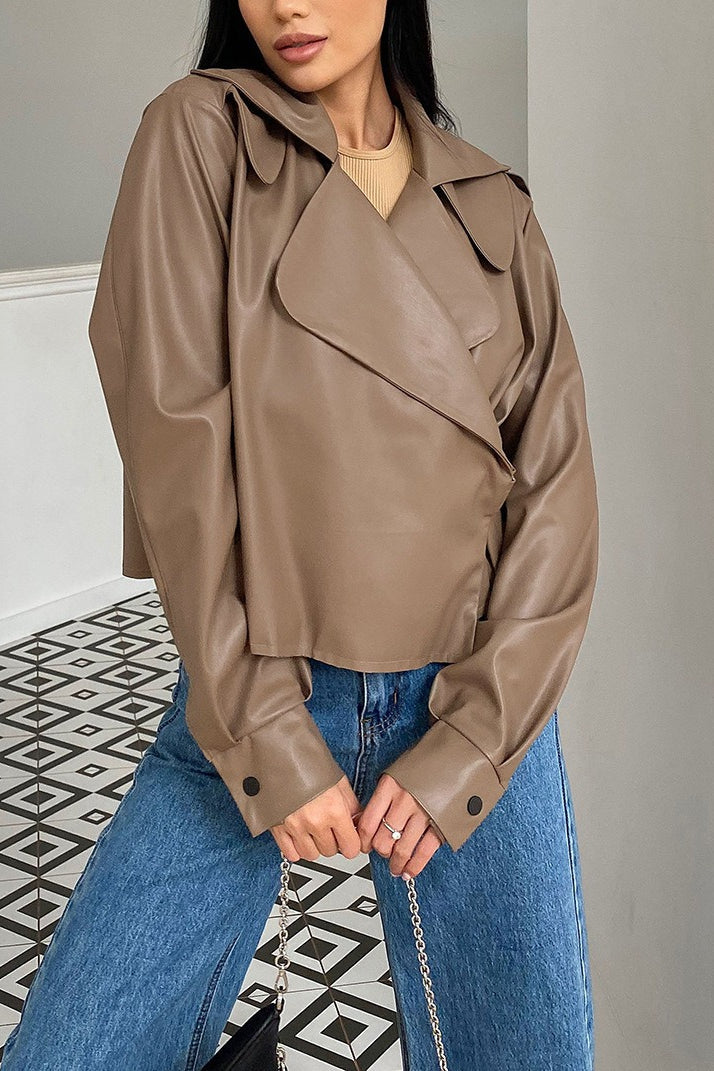 Drune | Kragen Leder Bikerjacke