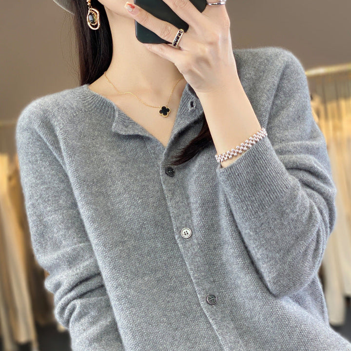 Drune | Lockerer Damen Cashmere Strickjacke Mit Rundhalsausschnitt Aus Hochwertiger Veganer Wolle