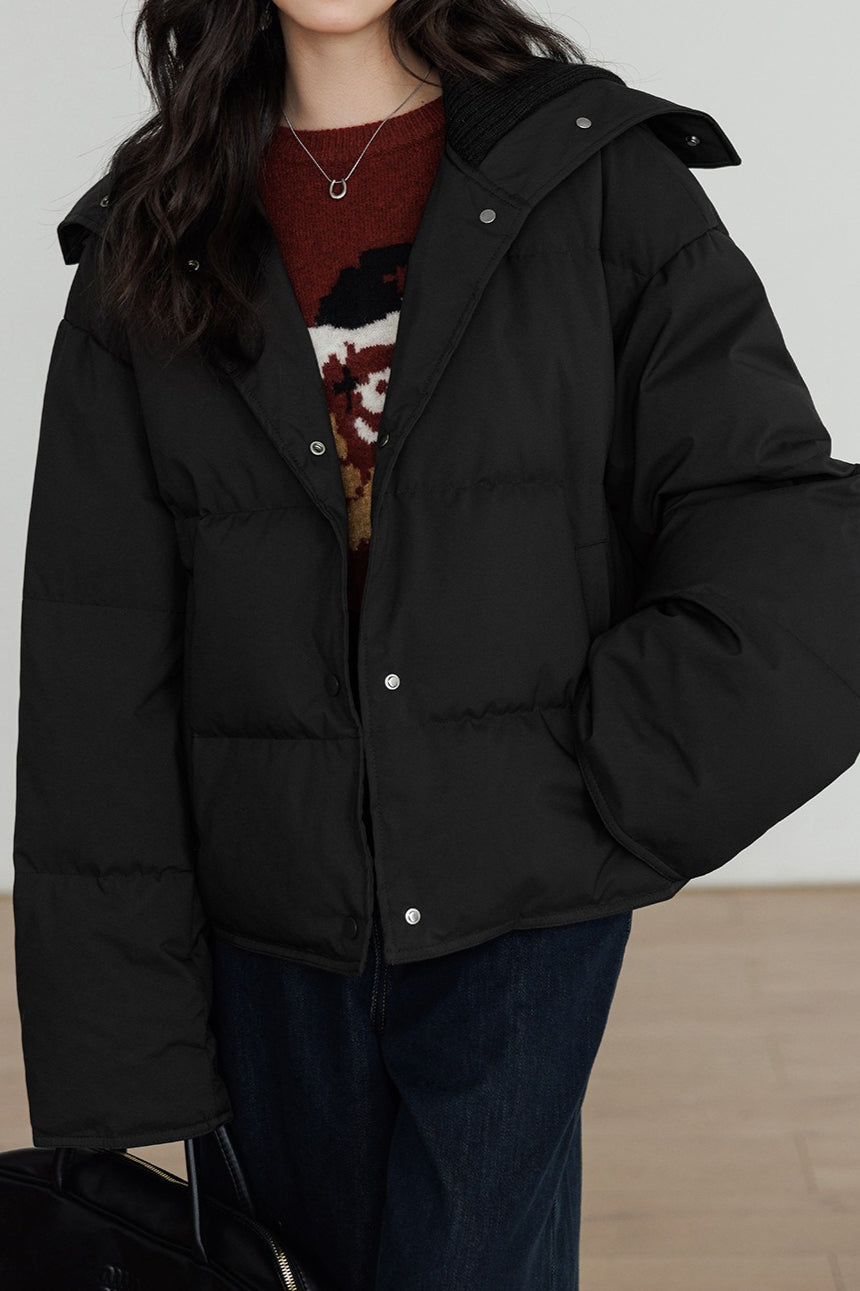 Drune | Kragen Weißer Entendaunen-Pufferjacke