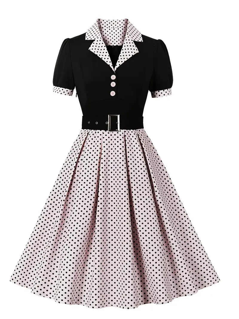 Drune | Stilvolle Herbst Vintage Kleid mit Polka Dots für Frauen