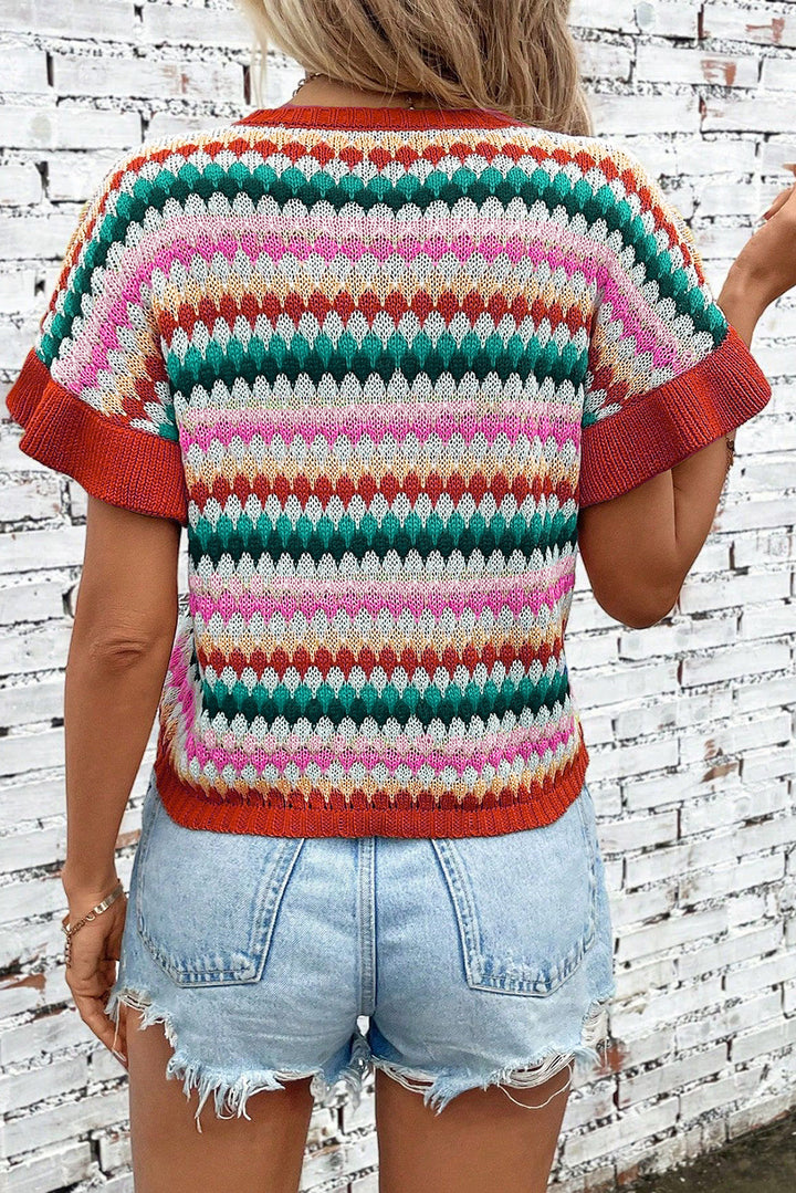 Drune | rotes Crop-Top mit farbiger Struktur Für Frauen