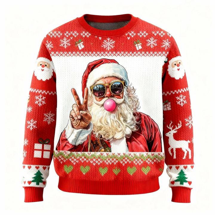 Drune | Verspielt Santa Muster Hässlicher Pullover - Unisex Weihnachtsfeier Essentiell
