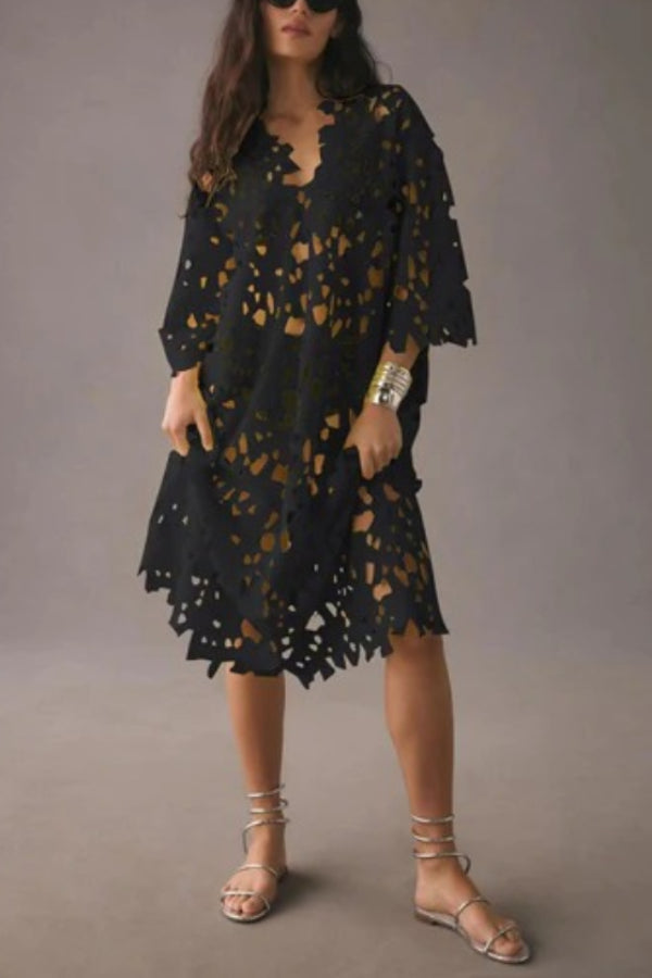 Drune | Ich Gehören Hier Floral Øsen Spitze Cover Up Strand Midi Kleid