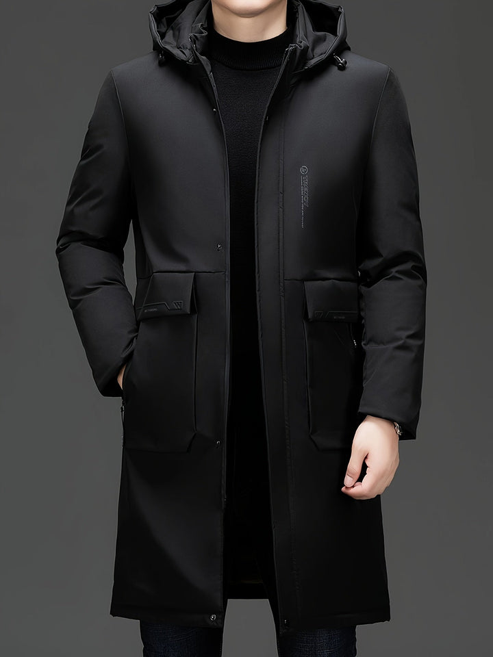 Drune | Lange Winterjacke mit Kapuze Polyester Warm und Windabweisend