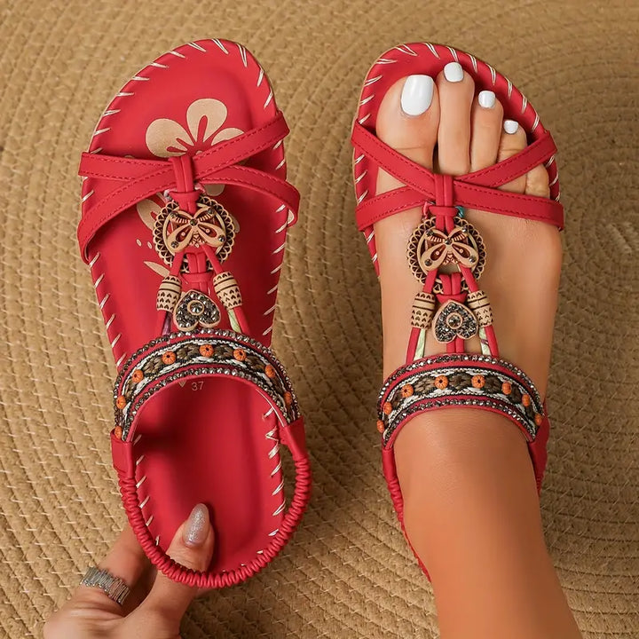 Drune | Elegante orthopädische Sandalen Schmetterling Strass