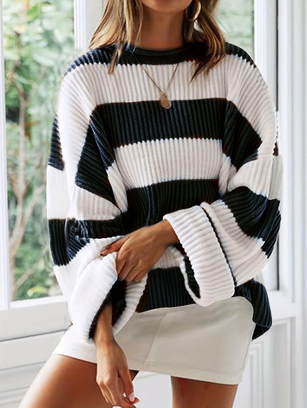Drune | Strickpullover mit Streifen Lockerer Sitz Lässig und Komfortabel