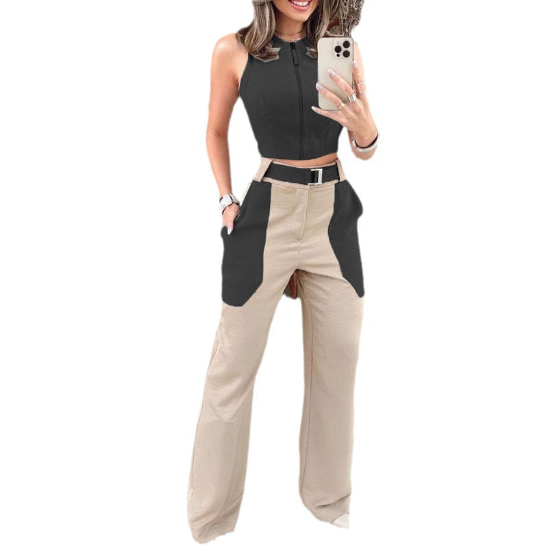 Drune Freizeit-Weste mit Gürtel, Bluse und Hose