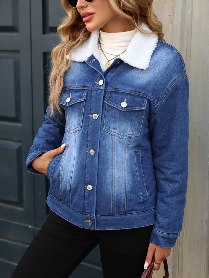 Drune | Denimjacke mit Fleecekragen Baumwolle Warm und Stilvoll