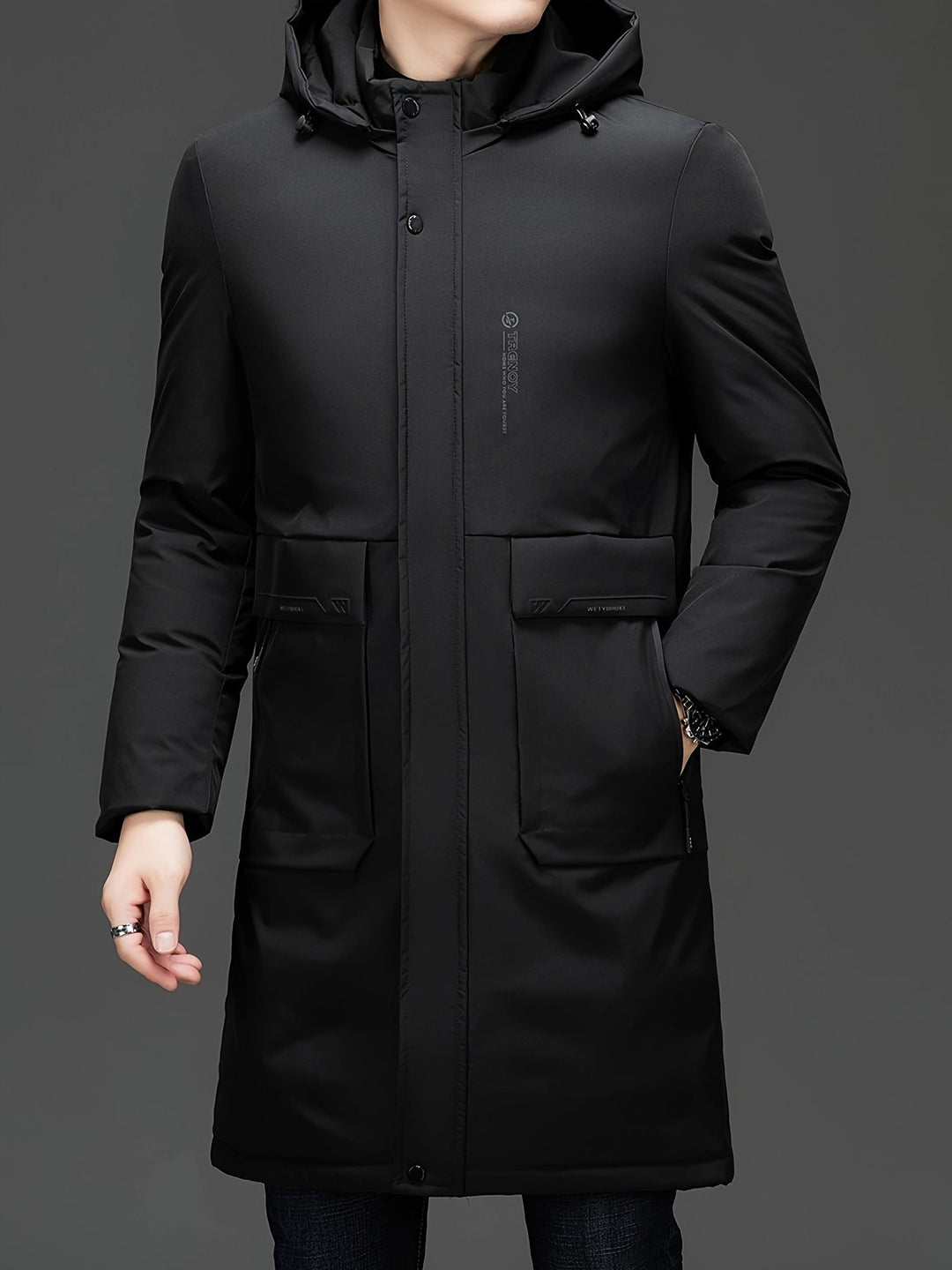 Drune | Lange Winterjacke mit Kapuze Polyester Warm und Windabweisend