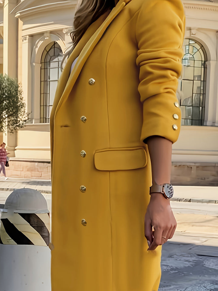 Drune | Gelber Doppelt-gesetzter Mantel - Stylische Herbst-Oberbekleidung